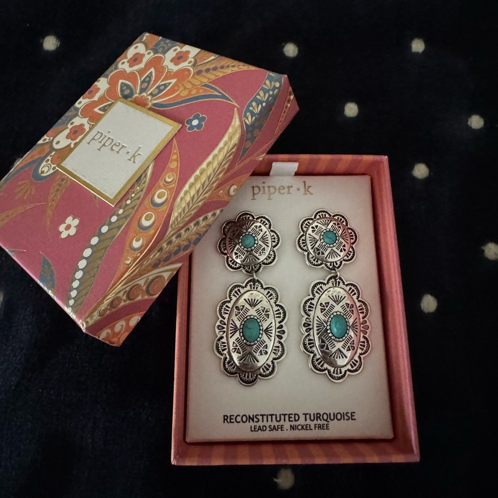 Piper K Western turquoise earrings